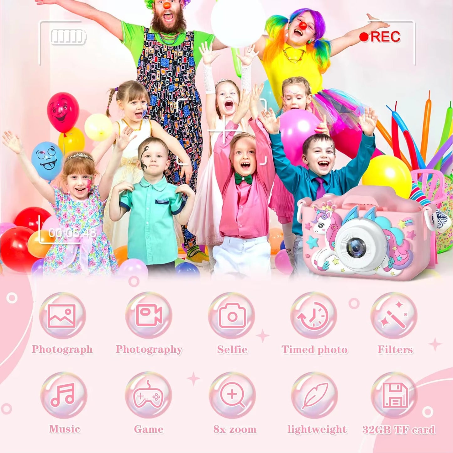 Children Camera 1080P HD Toddler Digital Video Camera 2.0-Inch Kids Camera with Silicone Cases Toys for Christmas Birthday Gifts