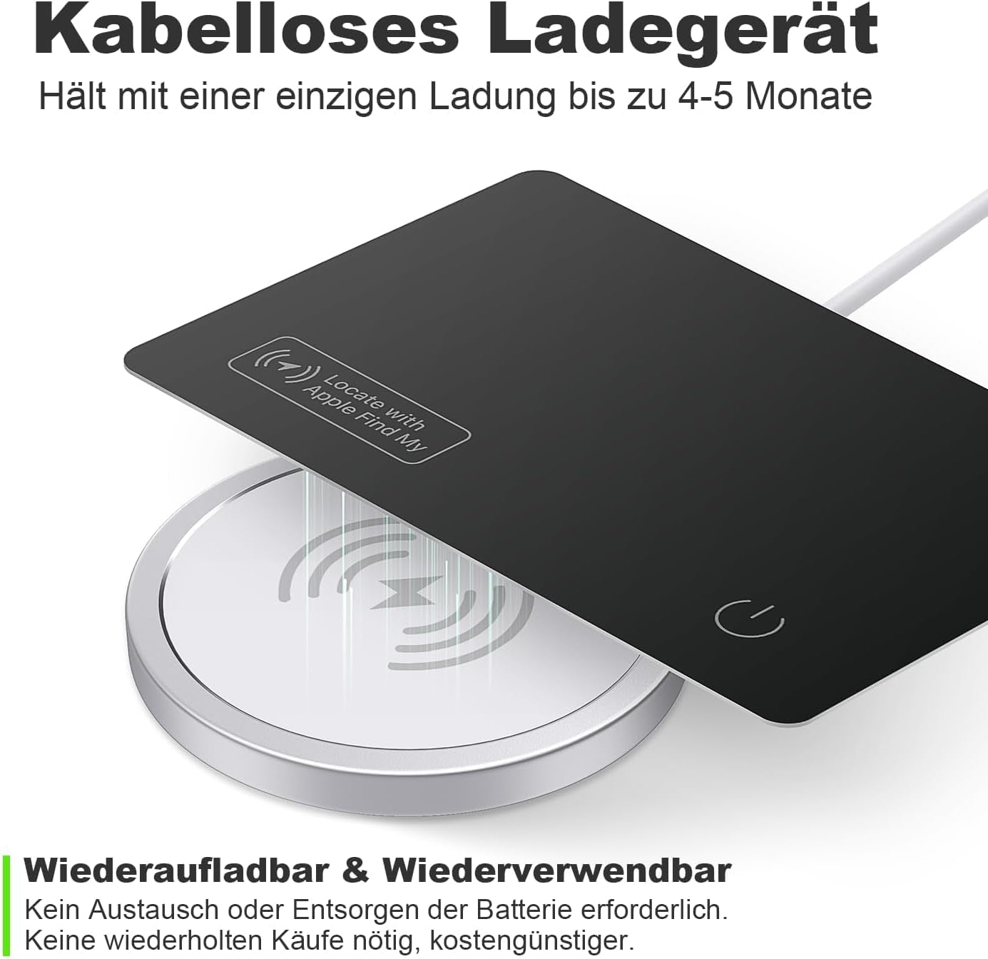 VINGNUT Wallet Tracker Card, Smart Tag Compatible Avec Apple Find My(Ios Uniquement), Résistant À L'Eau Ip67,Localisateurs D'Objets Pour Portefeuilles, Clés, Valise, Sac, Bagages,1 Paquet